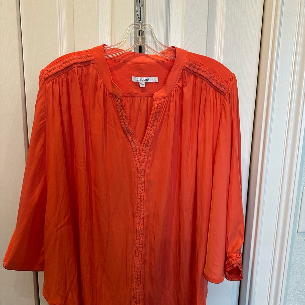 Chico's Bright Orange Peasant Blouse